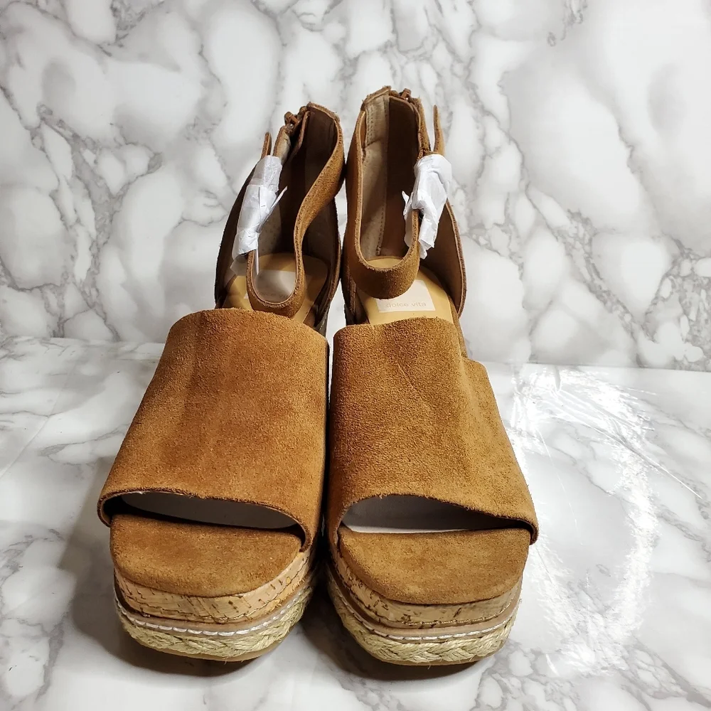Dolce Vita Brown Suede Wedge Sandals Otto 7.5 - Picture 8 of 11